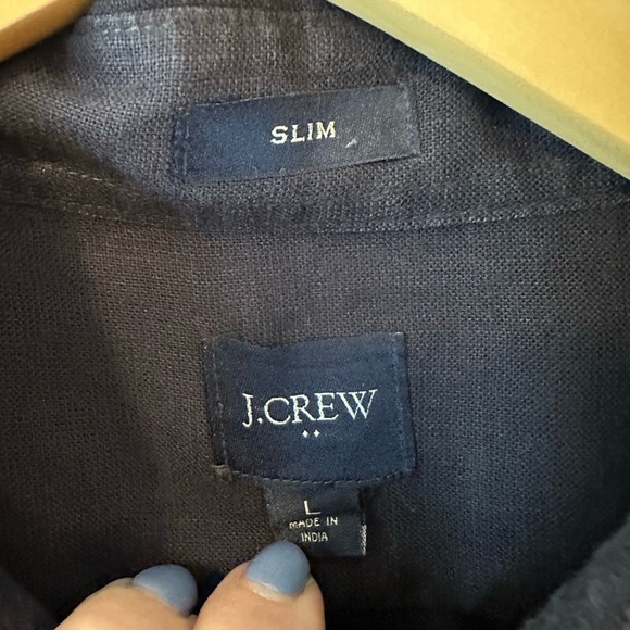 J. Crew Men's Navy Blue Button-Up Shirt 100% linen - Picture 2 of 5